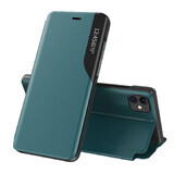 Eco Leather View Case elegante funda con tapa abatible y función de soporte iPhone 13 Pro verde