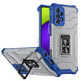 Crystal Ring Case funda híbrida blindada + soporte magnético Samsung Galaxy A72 4G azul