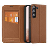 Dux Ducis Skin X2 Custodia per Samsung Galaxy S23+ con supporto a portafoglio con patta marrone