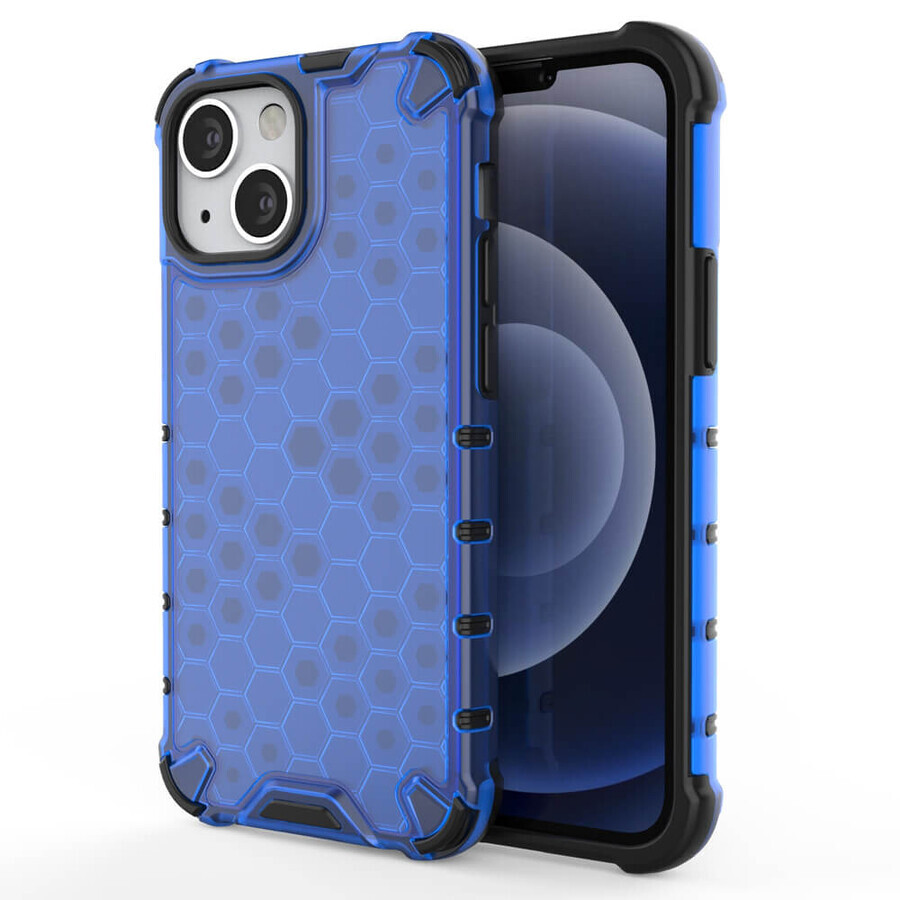 Buy Honeycomb case armored case with gel frame iPhone 13 mini blue Honeycomb case armored case with gel frame iPhone 13 mini blue