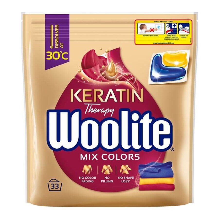 Woolite Colour Protection Capsules de lavage à la kératine, 33 pièces