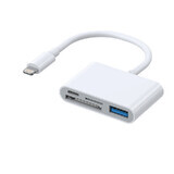 Joyroom S-H142 Lightning OTG HUB - USB-A 3.2 / Lightning / lecteur de cartes SD, TF - blanc