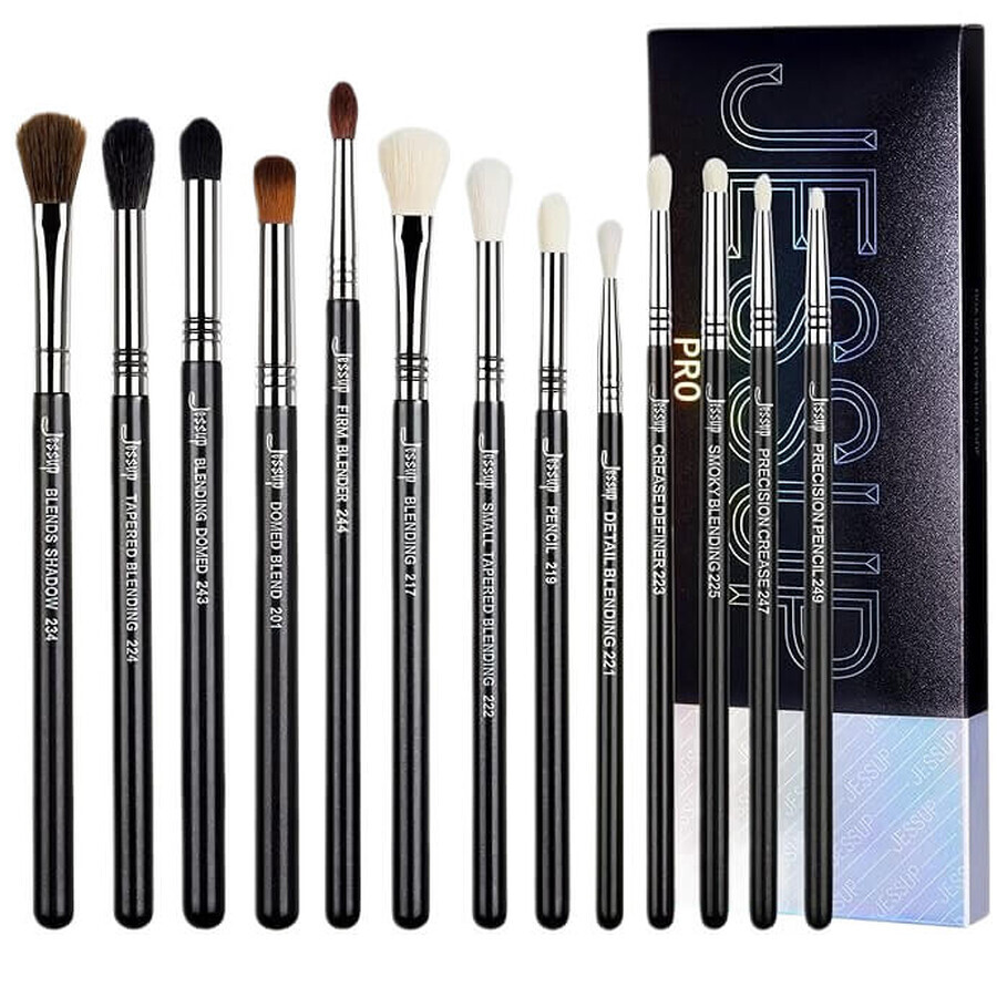 Jessup Pro Blending Brushes Set T338 perii de machiaj pentru ochi, 13 bucăți