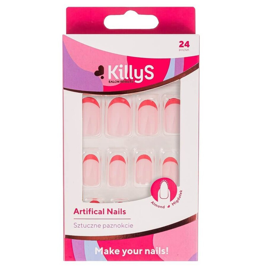 Buy KillyS Artifical Nails Almond Pink French Artificial Nails, 24 pieces. KillyS Artifical Nails Almond Pink French Artificial Nails, 24 pieces.