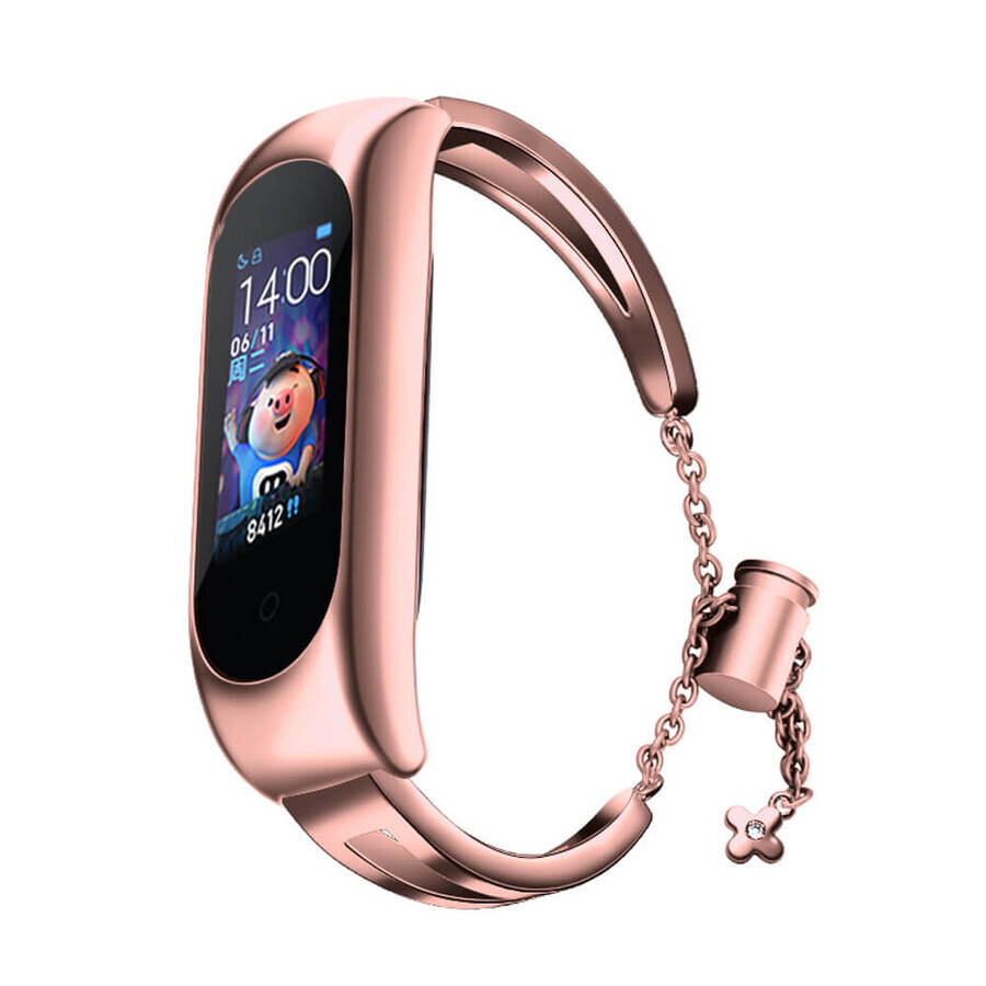 Replacement metal band bracelet chain strap for Xiaomi Mi Band 6 / 5 / 4 / 3 pink
