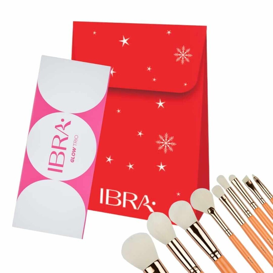 Set de regalo de Navidad Ibra pinceles de maquillaje + paleta iluminadora