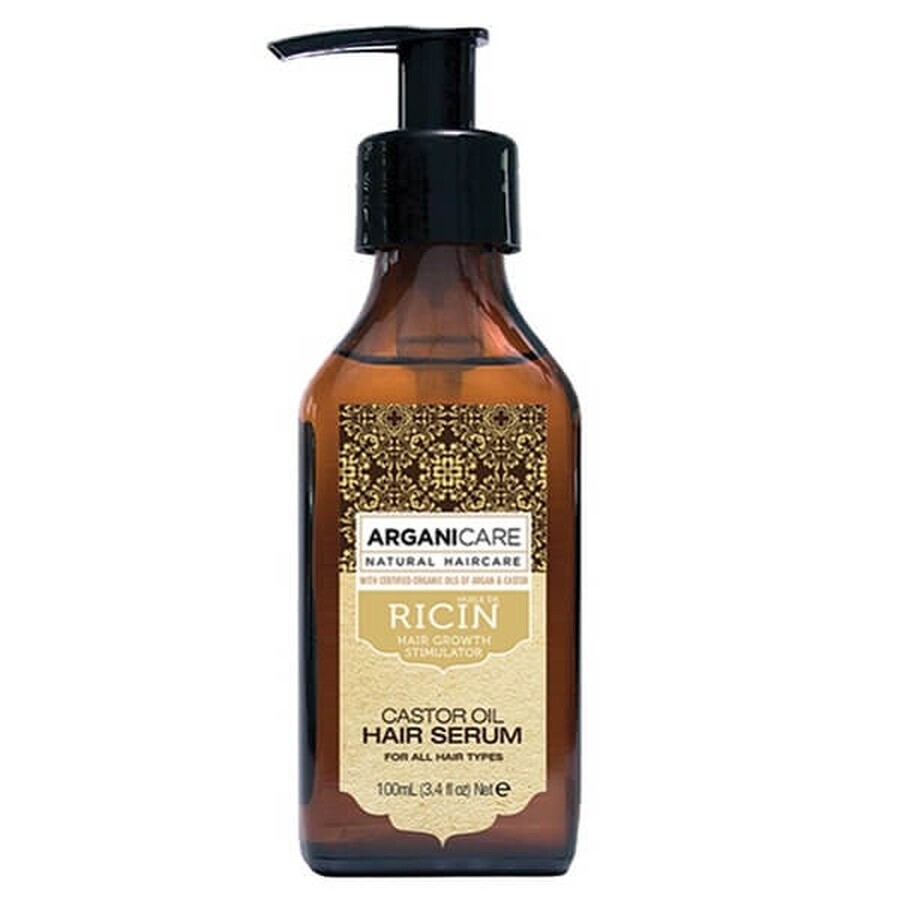 Ser din ulei de ricin Arganicare pentru stimularea creșterii părului, 100ml