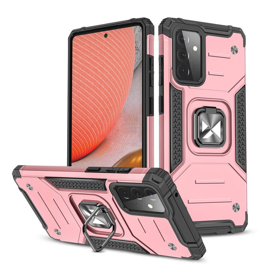 Wozinsky Ring Armor étui hybride blindé + support magnétique Samsung Galaxy A72 4G rose