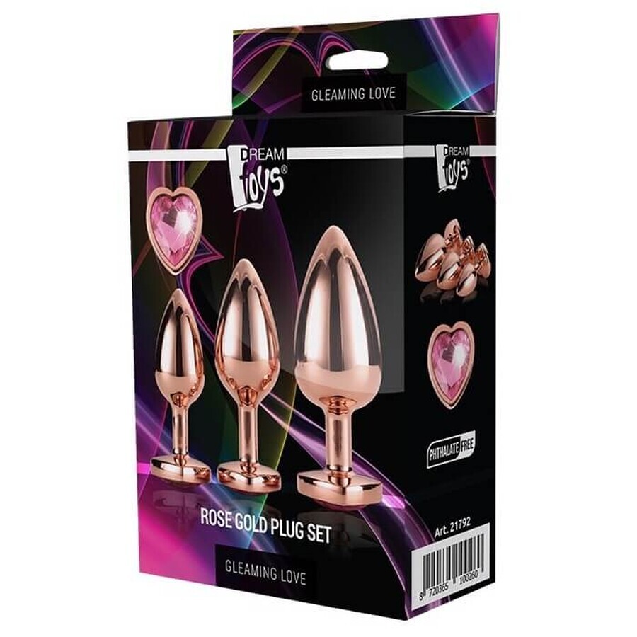 Dream Toys Gleaming Love Rose Gold Plug Set Bouchon anal, 3 pièces
