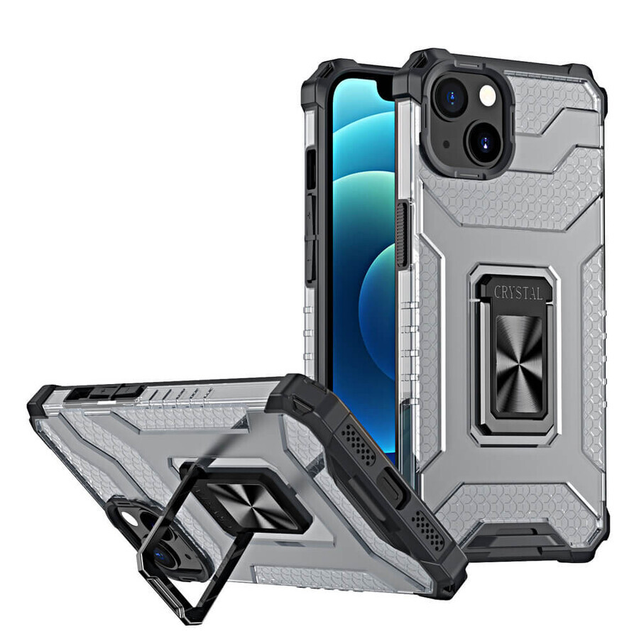 Crystal Ring Case armored hybrid case cover + magnetic holder iPhone 13 black