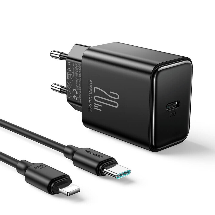 Joyroom JR-TCF06 20W PD USB C charger with USB C - Lightning cable - black