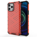 Funda blindada de nido de abeja con marco de gel iPhone 13 Pro Max rojo
