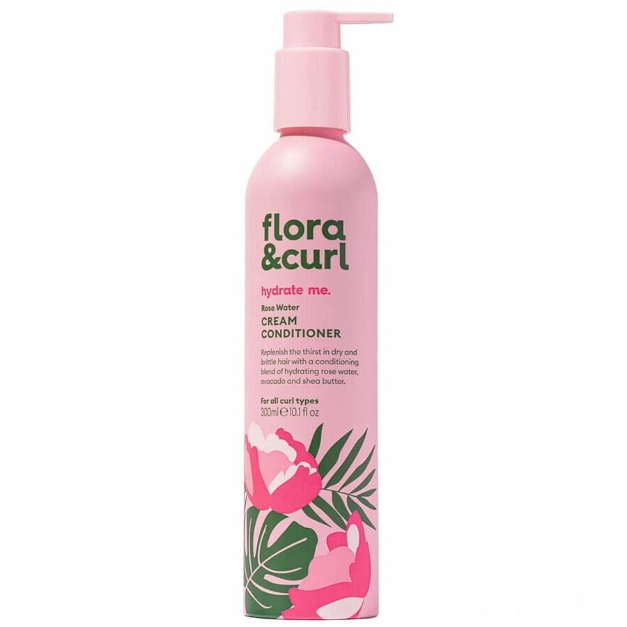 Flora amp ; Curl Rose Water Cream Conditioner Conditionneur hydratant pour cheveux bouclés, 300 ml