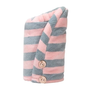 Trust My Sister Microfiber Hair Towel Pink and Gray, 1 piece