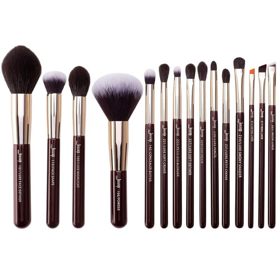 Jessup Zinfandel Makeup Tool brush set T282, 15 pieces