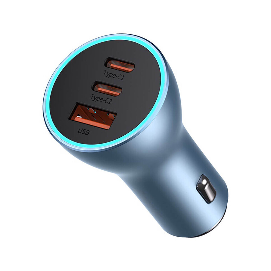 Baseus Golden Contactor Pro cargador de coche USB-A + 2x USB-C 65W QC4.0 azul (CGJP010003)