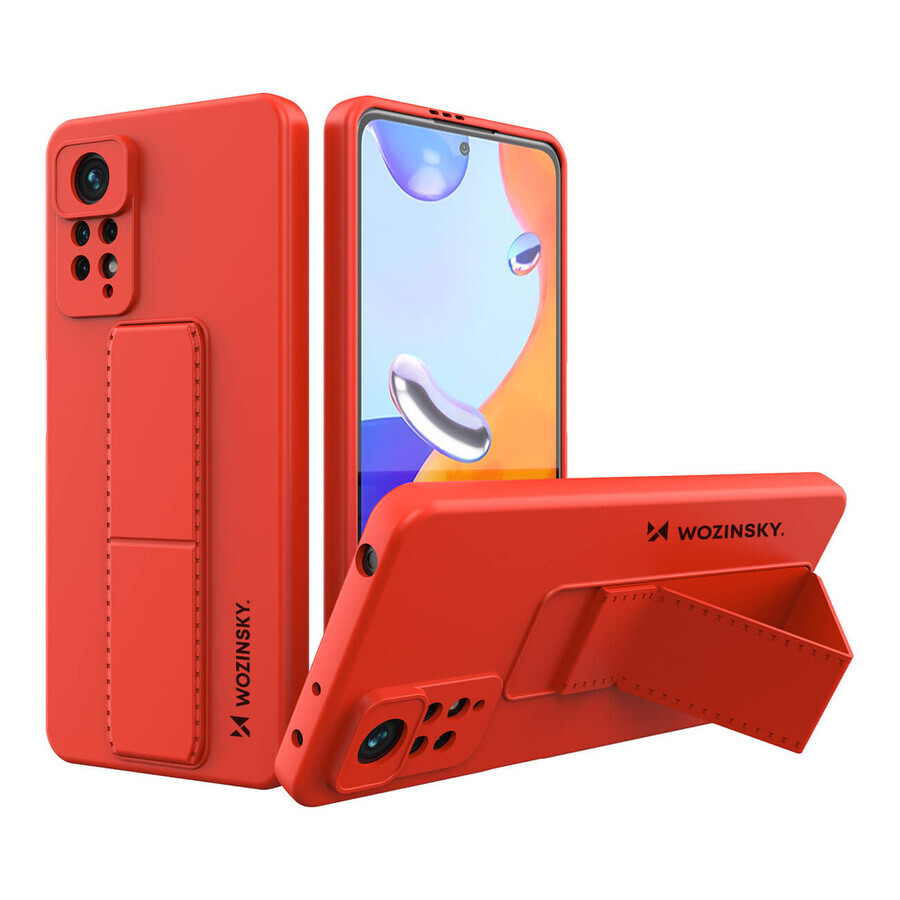 Wozinsky Kickstand Case étui en silicone avec support pour Xiaomi Redmi Note 11 Pro rouge