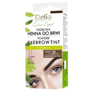Delia Eyebrow Expert Polvo para Cejas Henna 3.1 Negro Marrón, 4 g