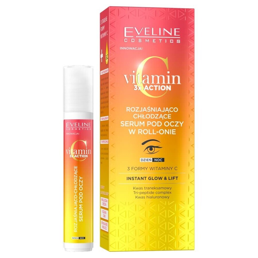 Eveline Vitamin C 3x Action Aufhellendes und kühlendes Augenserum im Roll-on, 15 ml