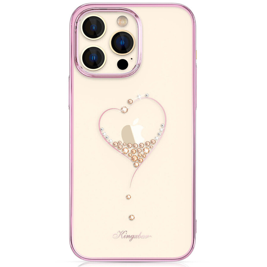 Funda de silicona con cristales Swarovski Kingxbar Wish Series para iPhone 14 Pro - rosa
