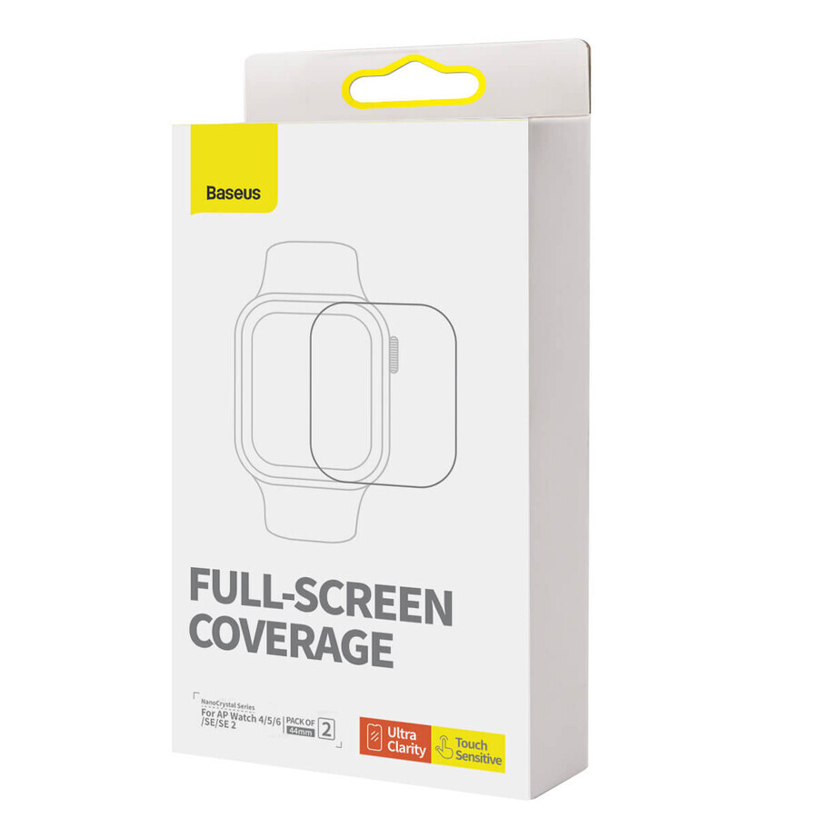Juego de 2x Baseus NanoCrystal película protectora para Apple Watch 4/5/6/SE/SE 2 44mm + kit de montaje - transparente