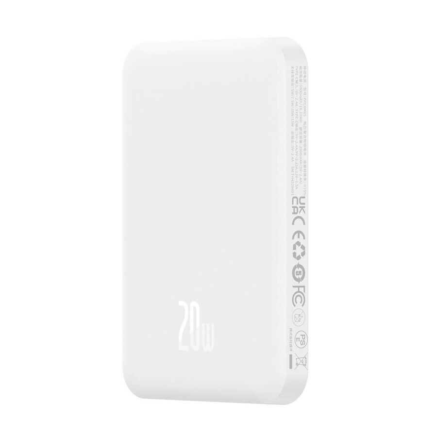 Baseus 5000mAh 20W mini powerbank + USB-C cable (20V/3A) - white