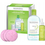 Bioderma Sebium Kit Xmass 2024 H2O 500 ml + Siero 30 ml + Glov Pads soffici, riutilizzabili, 3 pezzi