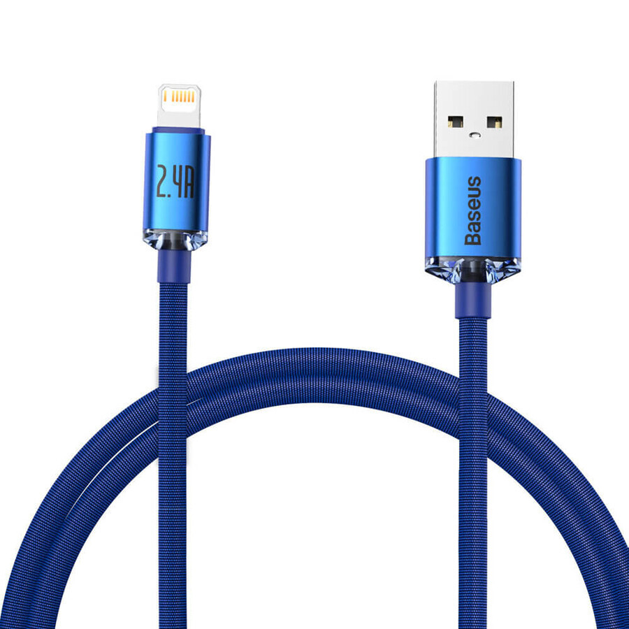 Baseus Crystal Shine Series USB-Kabel für schnelles Laden und Datenübertragung USB Typ A - Lightning 2.4A 1.2m blau (CAJY000003)
