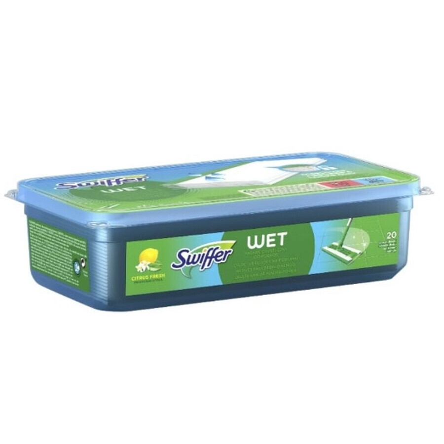 Swiffer Wet Lemon Mop Cloths, 20 pieces.