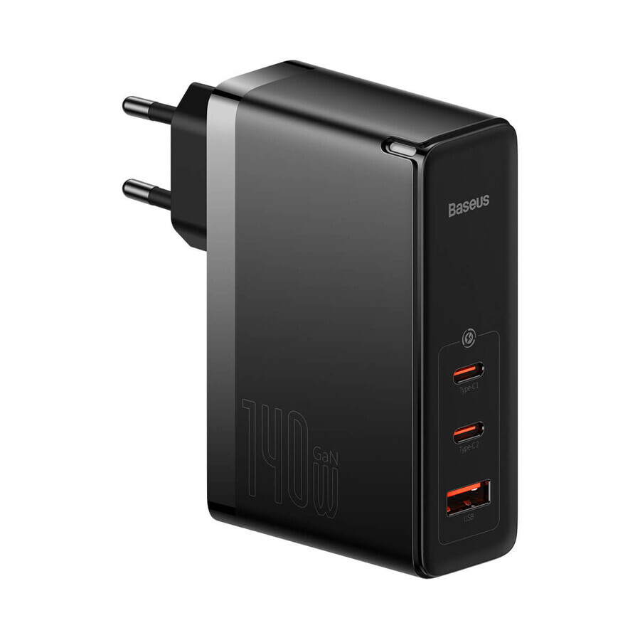 Baseus GaN5 Pro snellader 2xUSB-C+USB 140W EU zwart (CCGP100201)