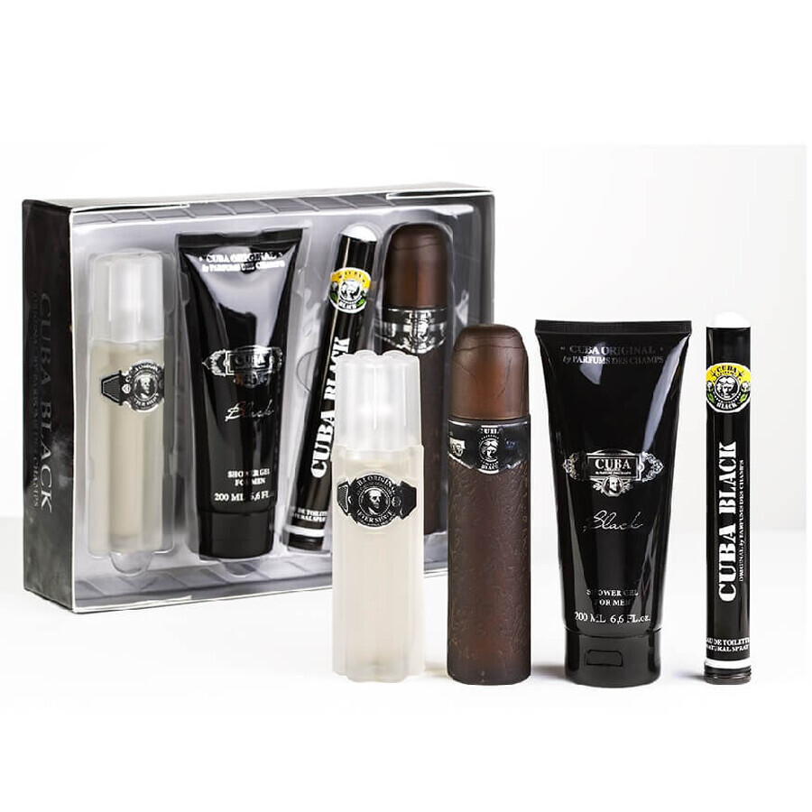 Cuba Original Cuba Black Set Eau de Toilette 100 ml + Eau de Toilette 35 ml + gel douche 200 ml + spray après-rasage 100 ml