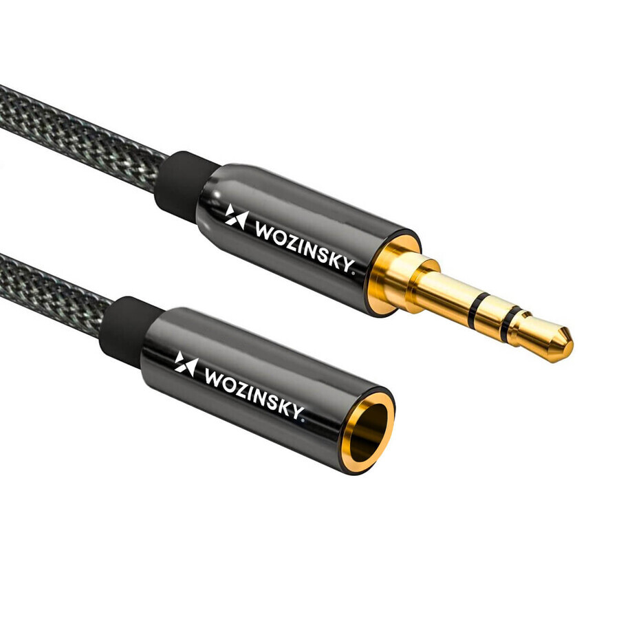 Cable alargador Wozinsky mini jack (hembra-macho) AUX 5m negro