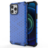 Étui blindé en nid d'abeille avec cadre en gel iPhone 13 Pro Max bleu