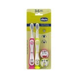 Cepillo de Dientes Chicco 3-6l Hippo y Panda, 2 piezas