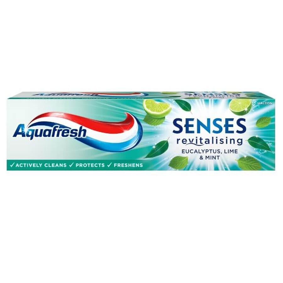 Aquafresh Senses Revitalisierende Eukalyptus-Limette amp; Minze Zahnpasta mit Fluorid, 75 ml