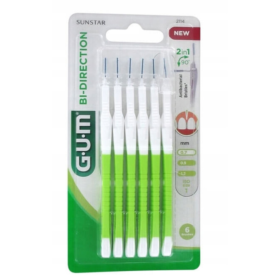 Sunstar Gum Cepillos interdentales bidireccionales Rodillo bidireccional de 0,7 mm, 6 piezas