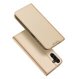 Dux Ducis Skin Pro caz Samsung Galaxy A14 5G flip capac card portofel stand aur
