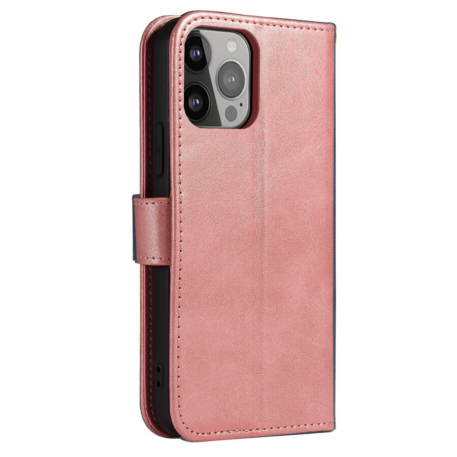 Magnet Case elegant flip cover case with stand function iPhone 13 Pro Max pink