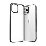 Joyroom New Beautiful Series husă transparentă ultra-subțire cu ramă metalică pentru iPhone Pro Max 12 negru (JR-BP796)