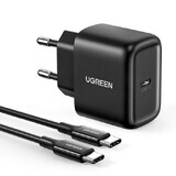 Ugreen Cargador de red USB Tipo C 25W Power Delivery + cable USB Tipo C 2m negro (50581)