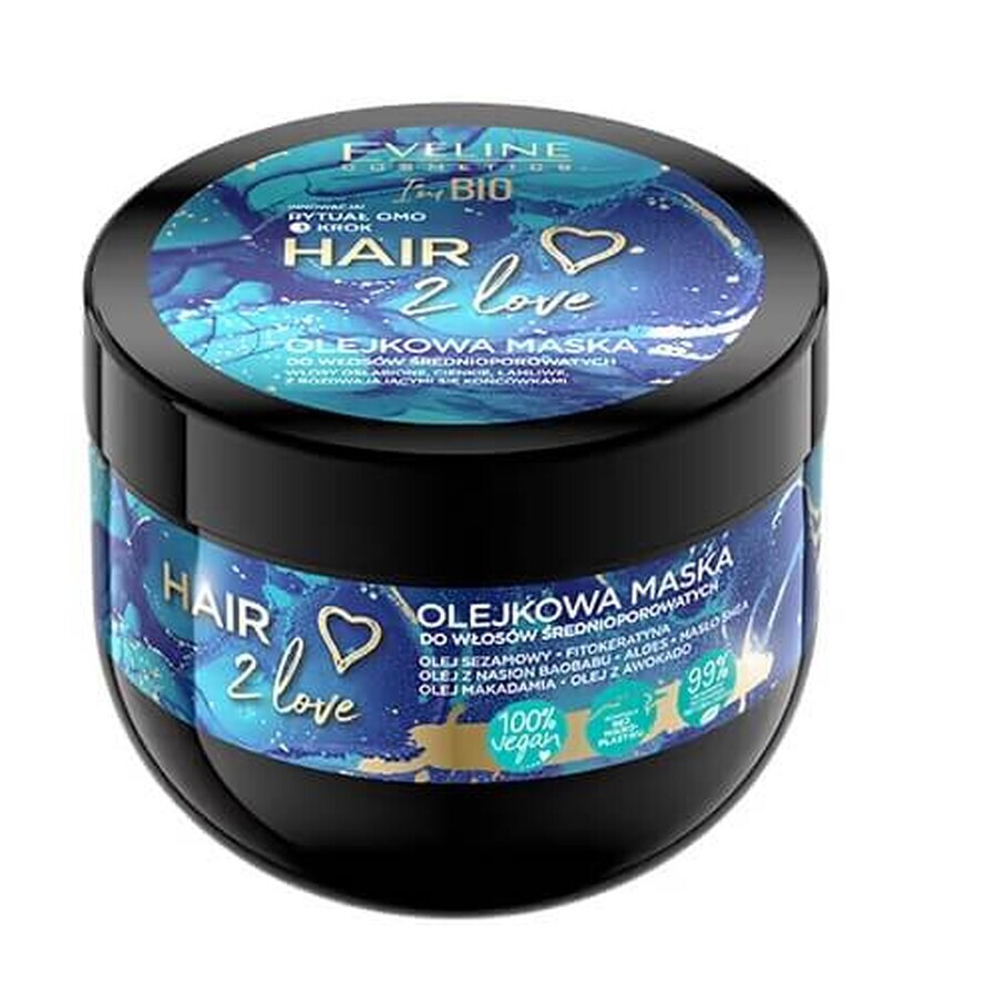 Eveline Cosmetics Hair 2 Love Oil Mask voor middellang haar, 300 ml