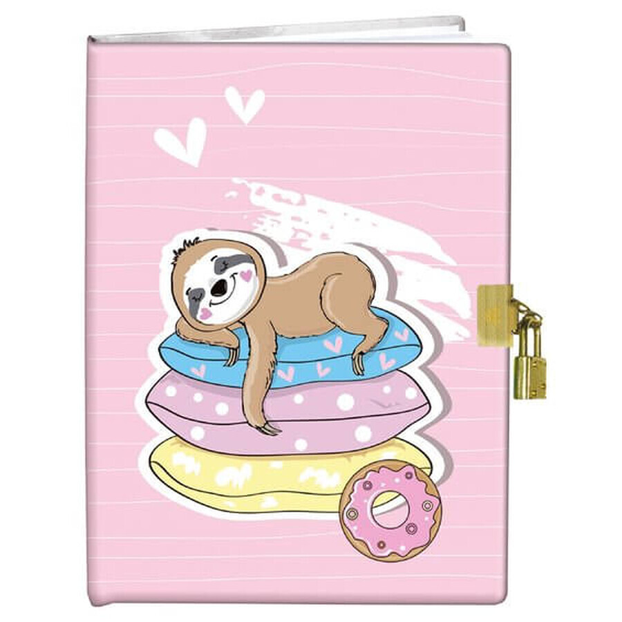 Dagboek met hangslot 13x18 Luiaard 60K effen