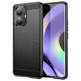 Étui en carbone pour Realme 10 Pro étui en carbone flexible en silicone noir