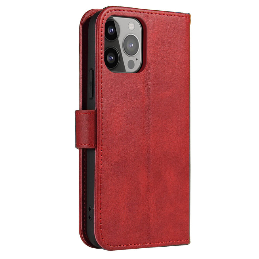 Etui portefeuille avec rabat pour iPhone 15 Pro Magnet Case - rouge