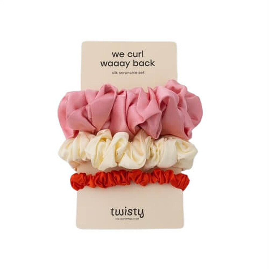 Twisty We Curl Waaay Back Silk hair elastic set, 3 pieces