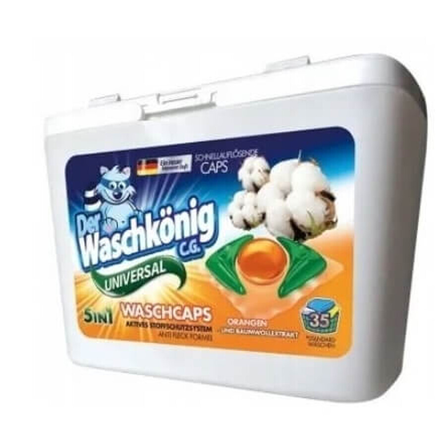 Waschkonig Orange and Cotton Extract All-Purpose Washing Capsules, 35 pieces