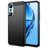 Carbon Hoesje voor Infinix Hot 20 flexibel siliconen carbon hoesje zwart