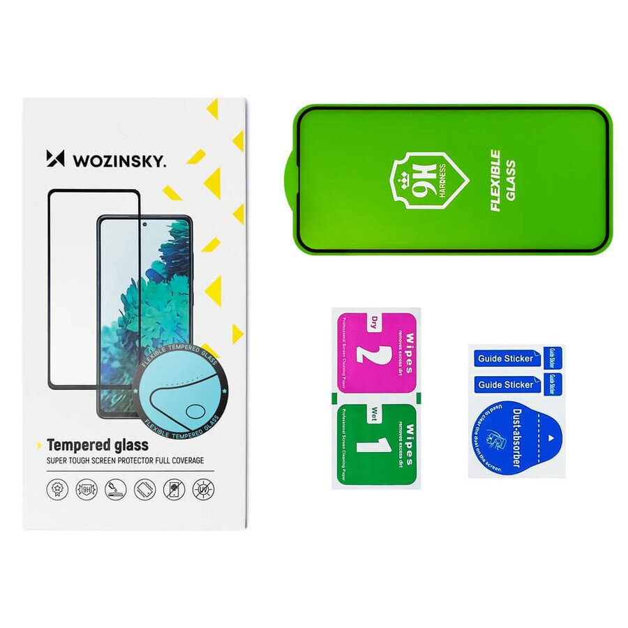 Wozinsky Full Cover Flexi Nano Glasfolie gehärtetes Glas mit Rahmen iPhone 12 mini schwarz