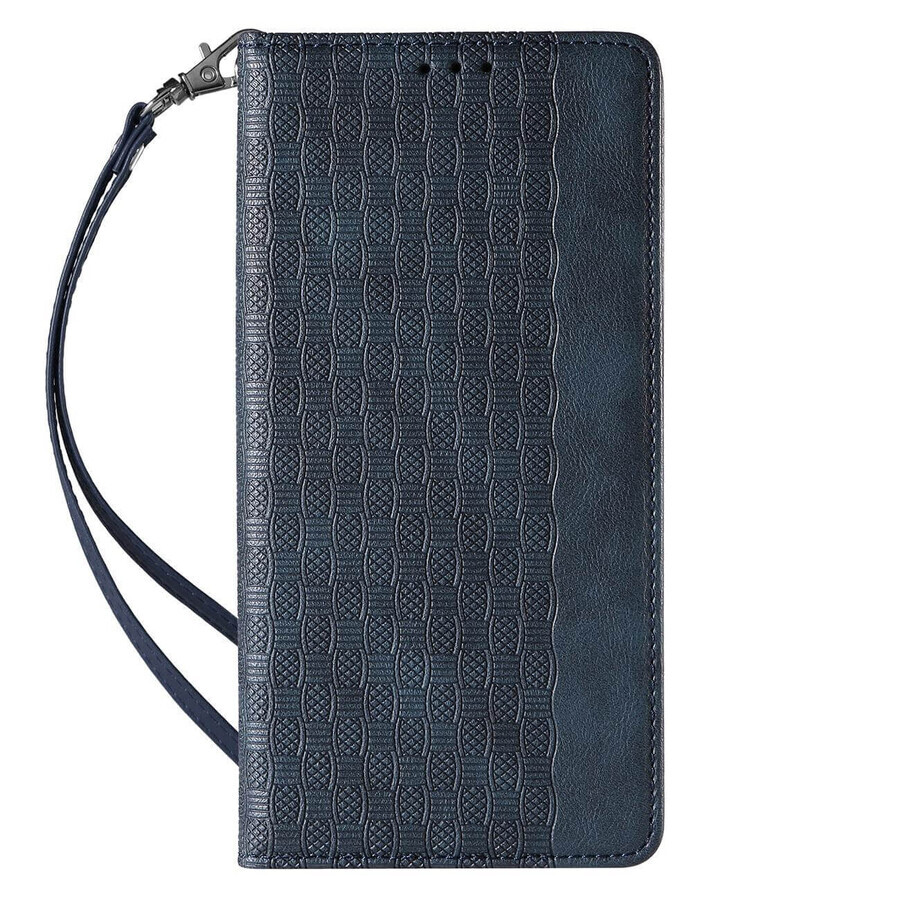 Funda con correa magnética para iPhone 12 funda cartera + mini lanyard colgante azul