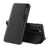 Eco Lederen Bekijk Case voor Xiaomi POCO C65 / Redmi 13C met flip cover - zwart